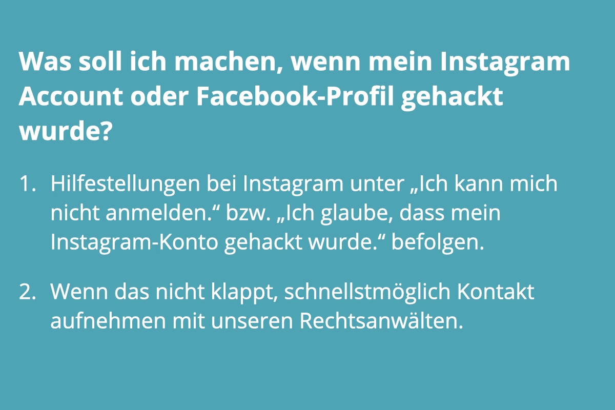 Instagram-Account gehackt, was soll ich nun tun? Anwalt hilft!